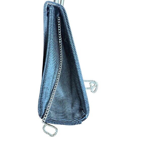 Vintage-Inspired Black Ribbed Purse With Top Handle & Detachable Chain Strap - Picture 6 of 9